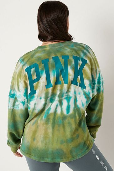 Buy Victoria s Secret PINK Hazel Green Tie Dye Fleece Long Sleeve