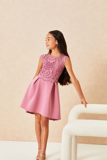Buy Lipsy Pink Lace Bodice Occasion Dress from Next Luxembourg