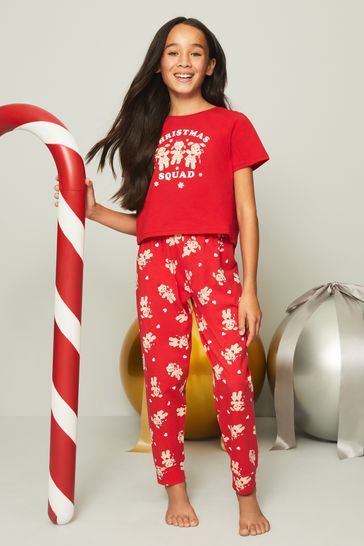Lipsy Red Gingerbread Christmas Short Sleeve Pyjama Set