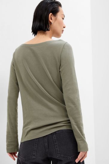 Buy Gap Green Boat Neck Long Sleeve T Shirt from Next Germany