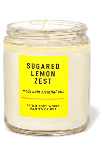 Bath & Body Works Clear Sugared Lemon Zest Single Wick Candle 7 oz / 198 g