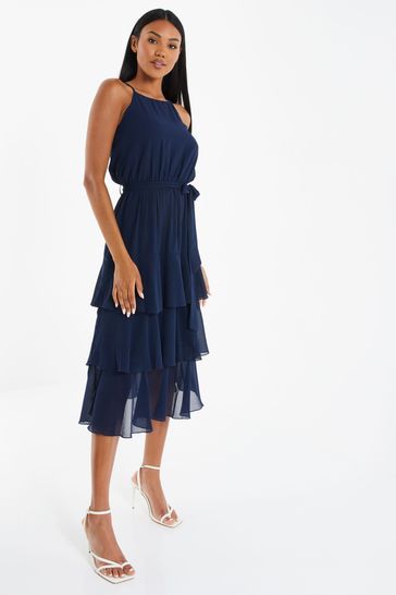 Quiz blue halter neck dress clearance