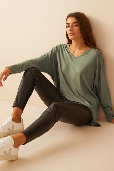 Buy Friends Like These Slogan Soft Jersey V Neck Long Sleeve Tunic