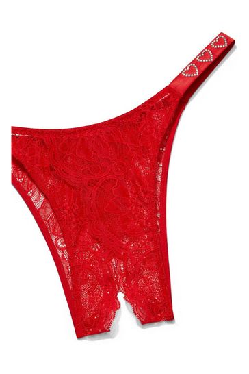  Victoria's Secret All Over Lace Thong Panty Color Red New (as1,  alpha, s, regular, regular) : Clothing, Shoes & Jewelry
