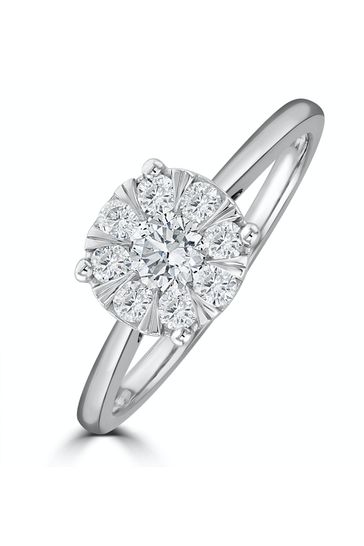 The Diamond Store White 0.50ct Lab Diamond Cluster Solitaire Ring H/Si in 9K White Gold