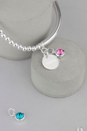 Personalised Sterling Silver Birthstone Stretch Bracelet by Oh So Cherished