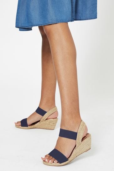 Lipsy Navy Blue Regular Fit Elastic Low Wedge Espadrille Sandal