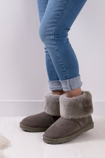 Just Sheepskin Grey Ladies Cornwall Sheepskin Boots