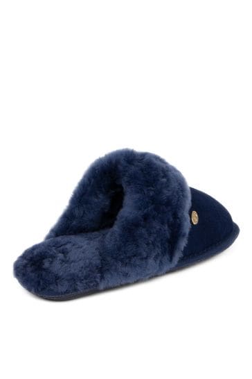 Navy blue deals sheepskin slippers