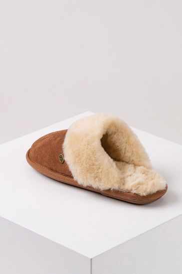 Buy Just Sheepskin Dark Tan Ladies Duchess Sheepskin Slippers from