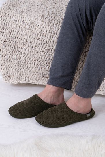 Totes Green Isotoner Mens Textured Cord Stitched Mule Slippers