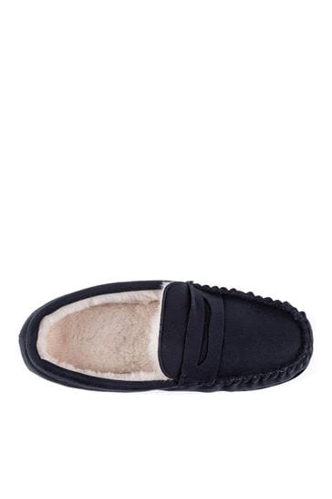 totes Mens Suedette Moccasin Slippers 