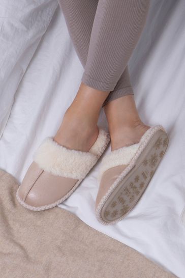 Totes Rose Gold Ladies Suedette Mule Slippers