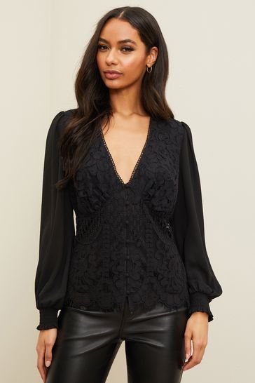 Buy Lipsy VIP Lace Long Sleeve Blouse from Next Luxembourg