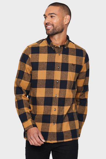 Threadbare Brown Long Sleeve Cotton Check Shirt
