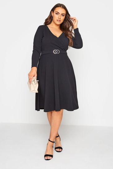 Yours Curve Black London Wrap Midi Dress