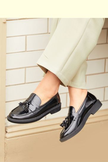 Linzi Black Shiny Rosalie Black High Shine Penny Loafer