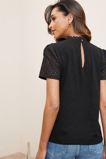 Buy Lipsy Broderie Front T-Shirt from 