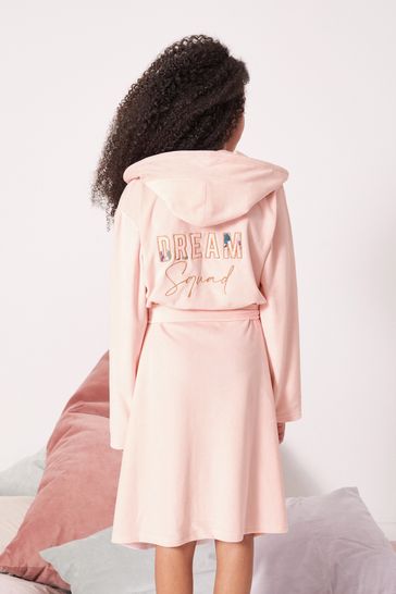 Lipsy Pink Floral Velour Dressing Gown