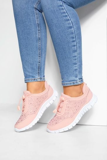 Yours Curve Pink Extra Wide Fit Wide Fit Titania Gem Trainers