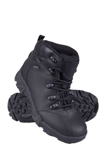 Mountain Warehouse Black Canyon Kids Leather Waterproof Walking Boots