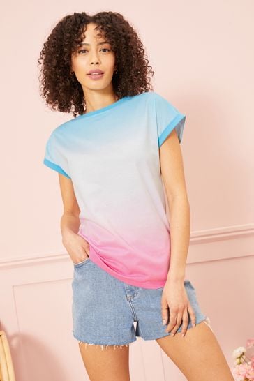 Love & Roses Ombre Roll Sleeve T-Shirt