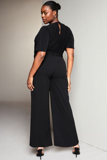 Black flutter sleeve jumpsuit clearance