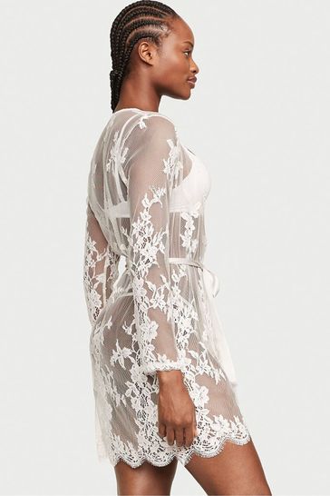 Long white lace robe sales