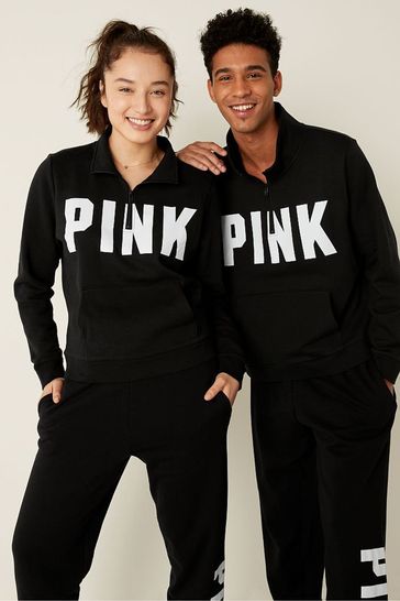 Buy Victoria's Secret PINK Pure Black Quarter Zip Lounge Long Sleeve  Sweatshirt from Next Luxembourg