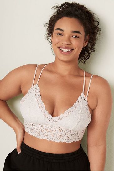 Buy Victoria's Secret PINK Coconut White Lace Strappy Back Longline Bralette  from Next Luxembourg
