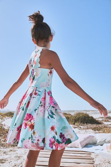 Aqua blue sales floral dress