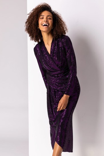 Buy Roman Sequin Embellished Wrap Dress from Next Malaysia