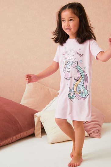 Lipsy Pink Unicorn Mini Jersey Nightie