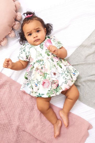 Lipsy Floral Baby Puff Sleeve Dress With Matching Knicker