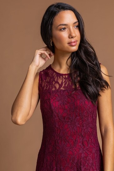 Roman Glitter Lace Fit \u0026 Flare Dress 