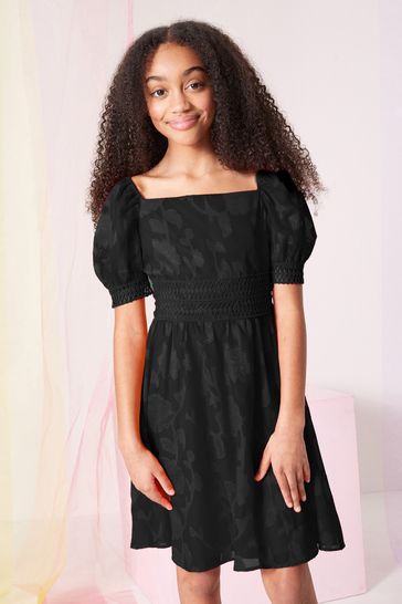 Black puff cheap sleeve dress