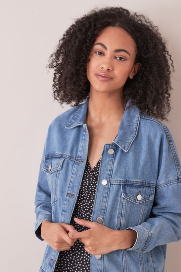Buy ONLY Blue Long Sleeve Oversized Denim Jacket from Next Poland