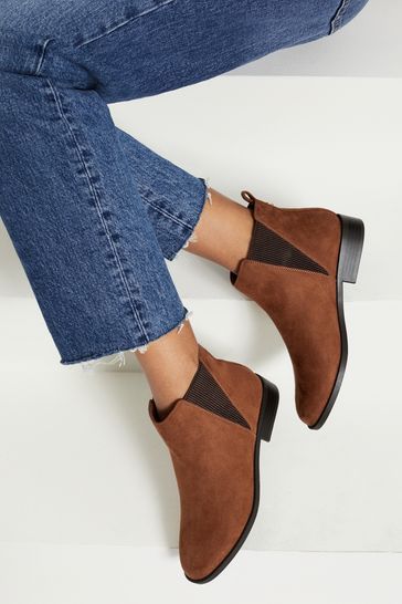 Lipsy Tan Brown Regular Fit Suedette Chelsea Boot