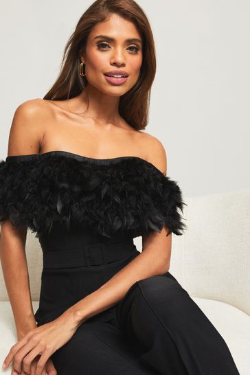 Missguided black deals feather dress