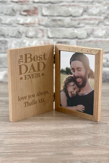 Personalised Best Dad Engraved Wooden Photo  Frame by Izzy Rose