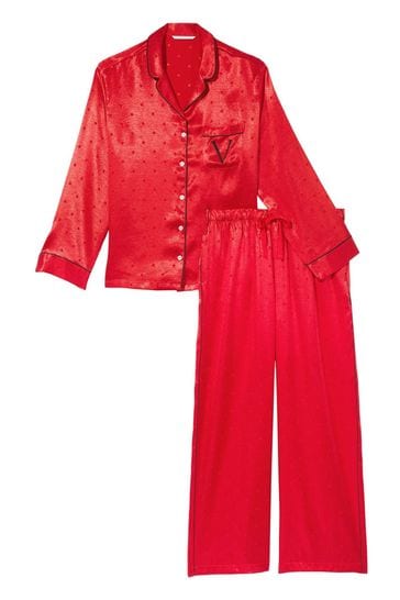 Buy Victoria s Secret Lipstick Red Satin Long Pyjamas from Next Ireland