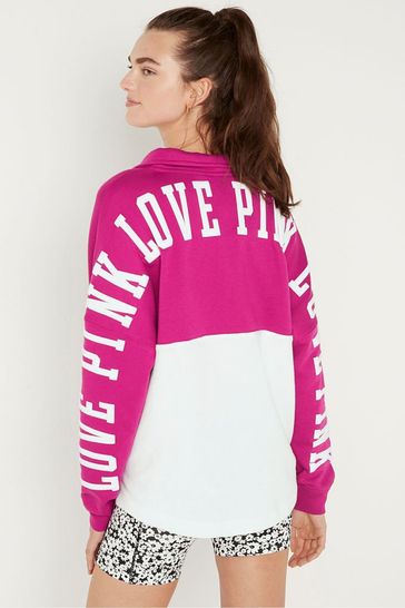 Pink varsity half zip on sale