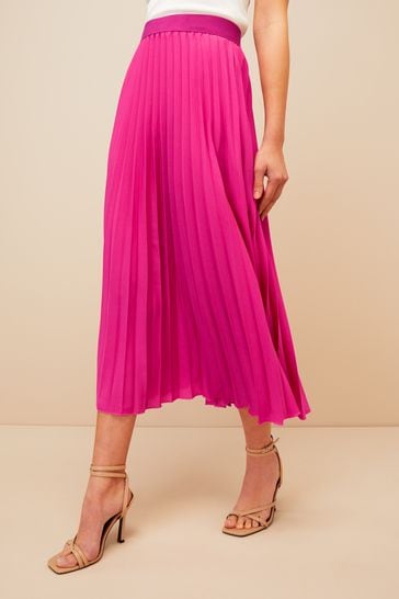 Friends Like These Pink Regular Pleat Midi Skirt