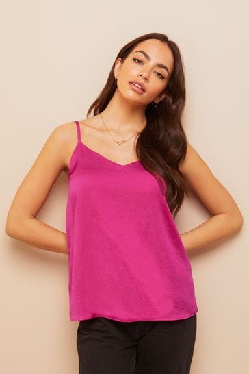 Friends Like These Pink Strappy Sleeveless Satin Cami