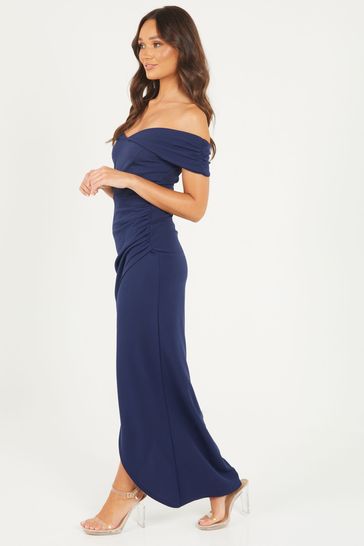 Blue bardot maxi deals dress