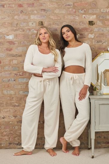 Loungeable Cream Soft Fuzzy Jogger