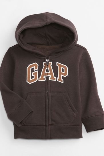 Gap Brown Logo Zip Up Hoodie