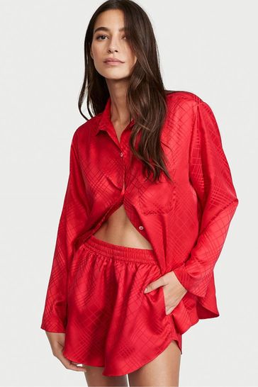 Secret Satin Long Sleeve Short Pyjamas 