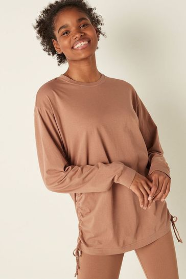 Victoria's Secret PINK Campus Long Sleeve Ruched Tee