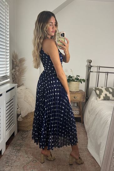 Buy Style Cheat Blue Luisa Halter Pleated Maxi Dress from Next